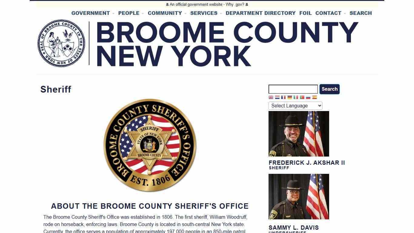 Sheriff | Broome County