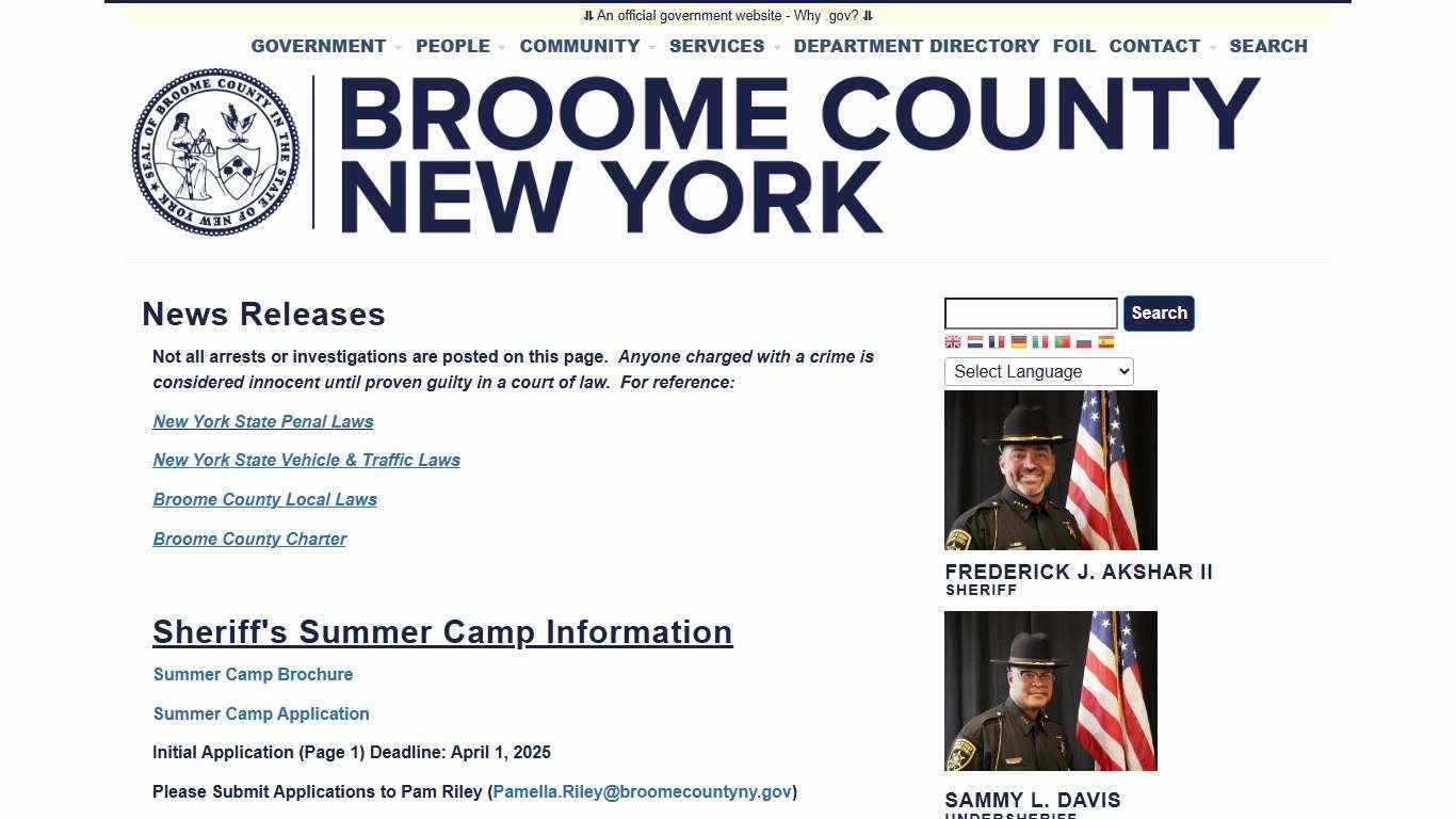 News Releases | Broome County