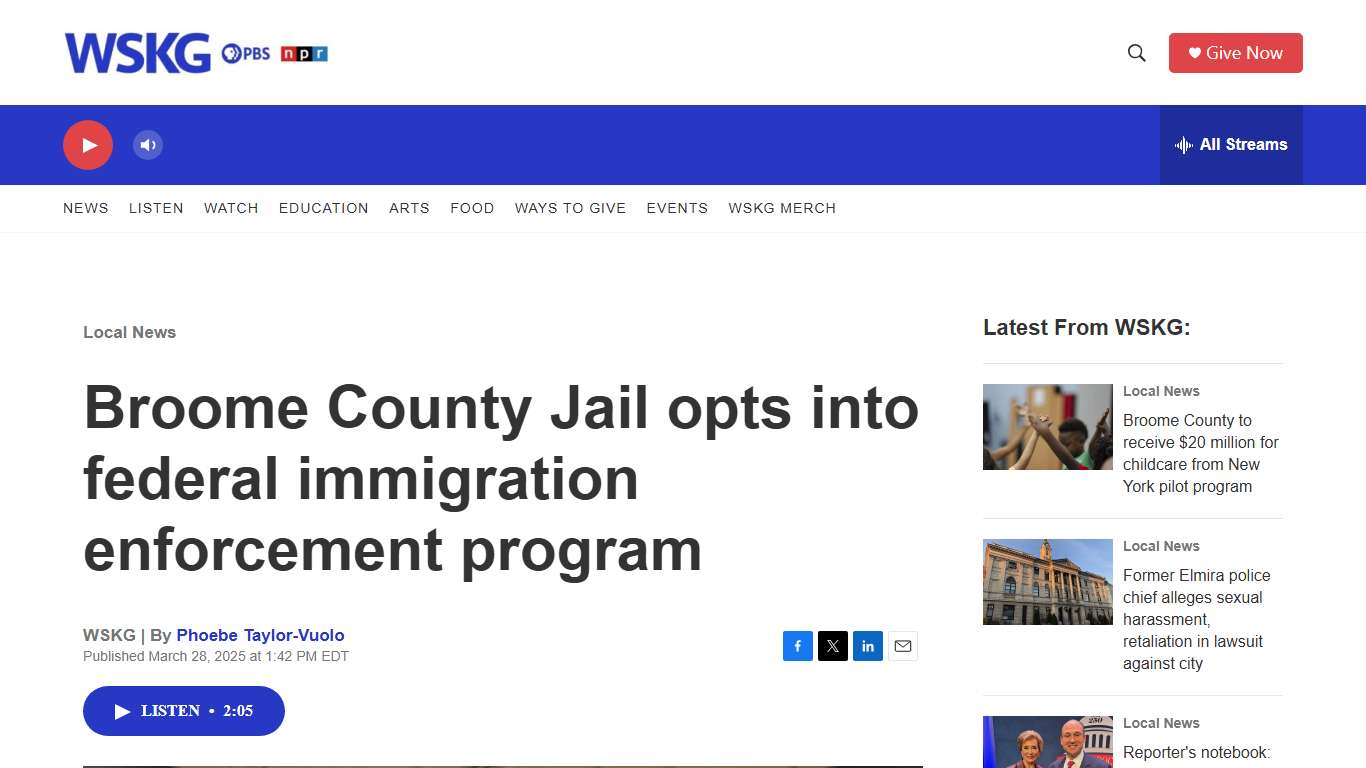 Broome County Jail opts into federal immigration enforcement program